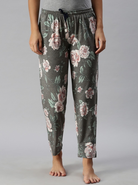 

Kryptic Women Grey & Pink Printed Cotton Lounge Pants