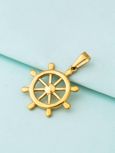 

Dare by Voylla Men Gold-Plated Wheel Pendant