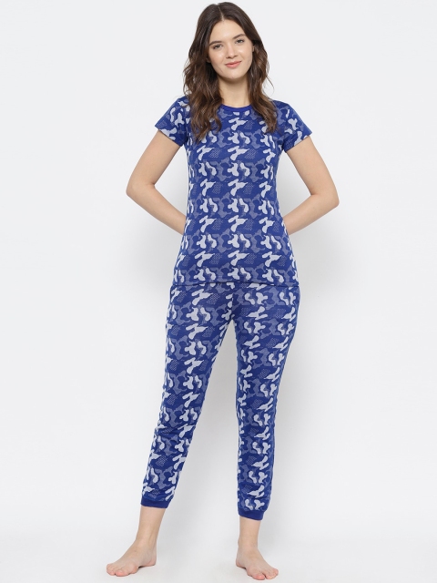 

VIMAL JONNEY Women Blue & Grey Printed T-shirt and Pyjamas