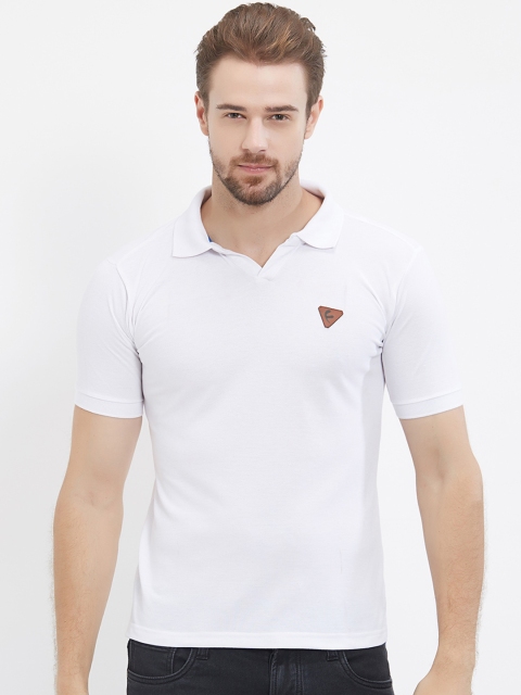 

FiTZ Men White Solid Polo Collar T-shirt