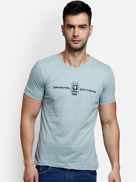 

COBB Men Sea Green Printed Round Neck T-shirt