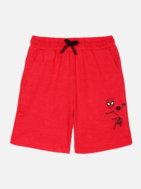 

Kids Ville Boys Red Solid Regular Fit Regular Spiderman Shorts
