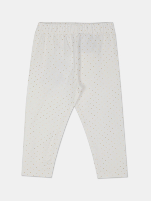 

Donuts Infant Girls Off-White & Gold-Coloured Polka Dot Foil Print Leggings