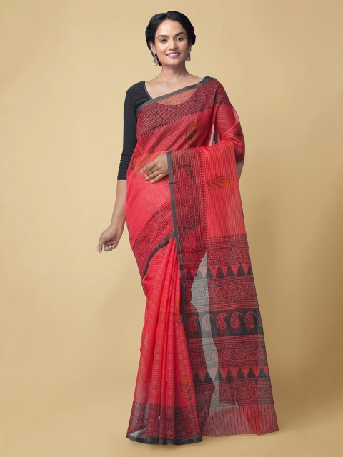 

Unnati Silks Red & Black Net Printed Patola Saree