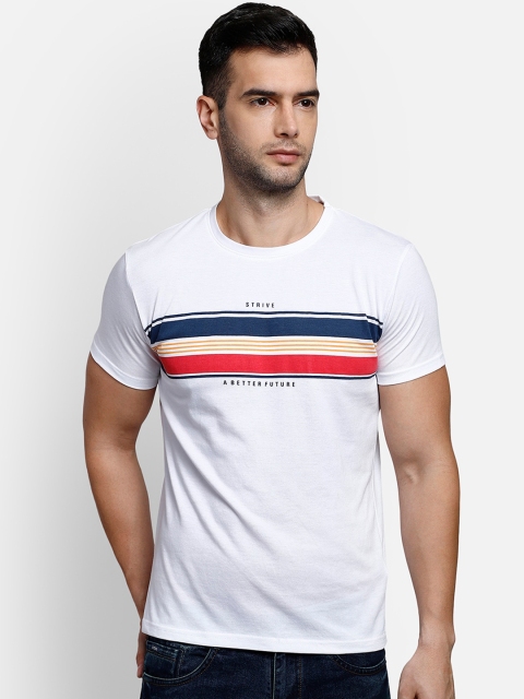 

COBB Men White Solid Henley Neck T-shirt