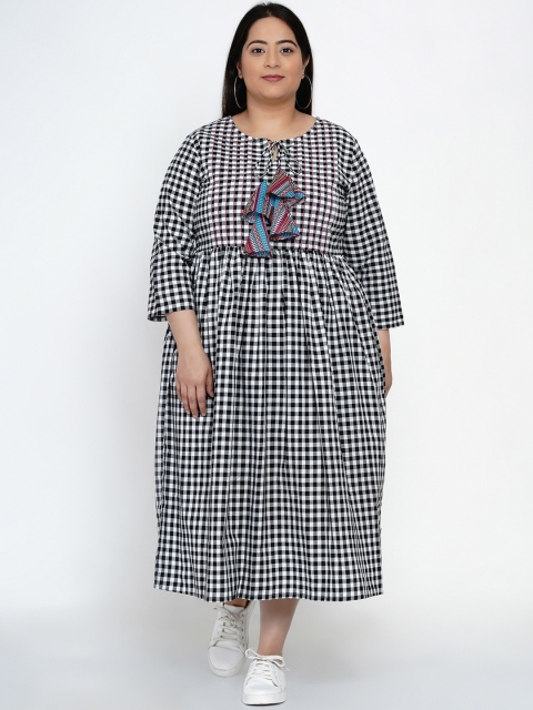 

Fabnest Curve Women Black Checked Fit and Flare Dress