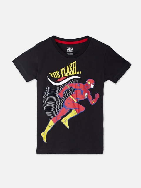 

Kids Ville Boys Black Printed Round Neck Flash T-shirt