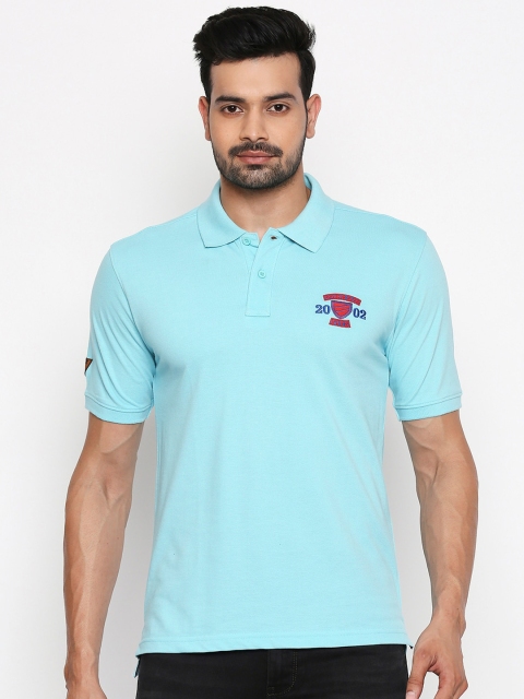 

FiTZ Men Blue Solid Polo Collar T-shirt
