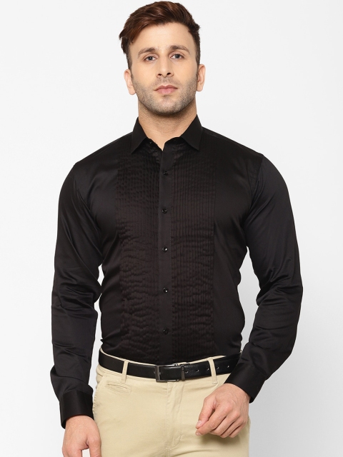 

EPPE Men Black Slim Fit Self Design Cotton Formal Shirt