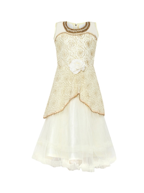 

Aarika Girls Cream-Coloured Embellished Gown Dress
