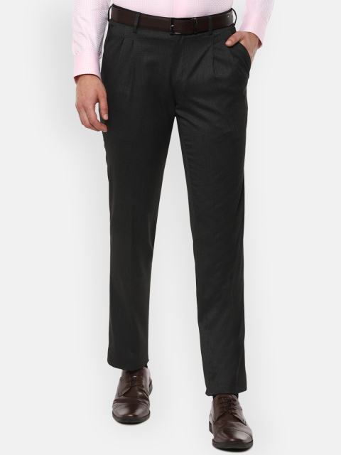 

Louis Philippe Men Black Regular Fit Self Design Formal Trousers