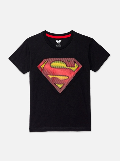 

Kids Ville Boys Black Superman Printed Round Neck T-shirt
