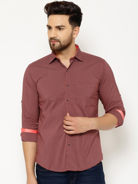 

EPPE Men Red Slim Fit Checked Cotton Casual Shirt