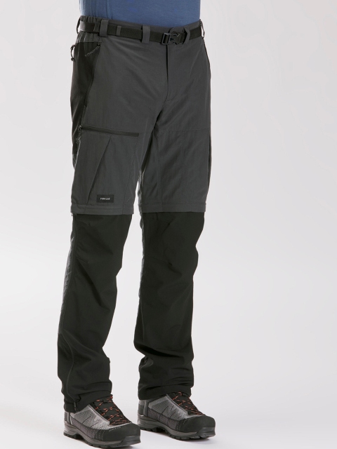 

FORCLAZ By Decathlon Men Grey Regular Fit Mountain Trekking Modular Trousers