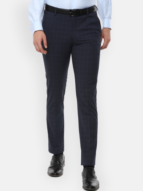 

Louis Philippe Men Navy Blue Slim Fit Solid Formal Trousers