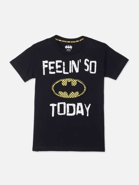 

Kids Ville Boys Black Batman Printed Round Neck Cotton T-shirt
