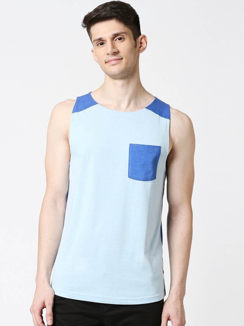 

Bewakoof Men Blue Solid Basic Innerwear Vest