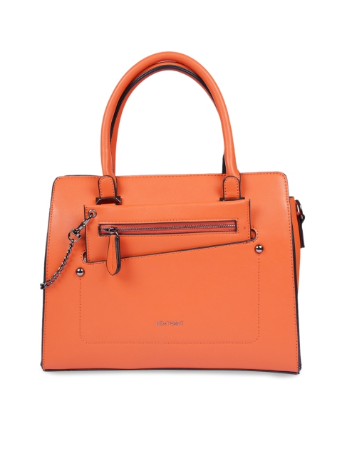 

HEATWAVE Peach-Coloured Solid Handheld Bag