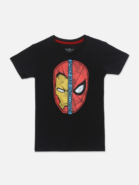 

Kids Ville Boys Black Spiderman Printed T-shirt