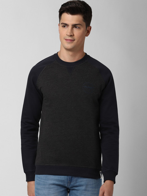 

Peter England Casuals Men Charcoal Grey & Navy Blue Colourblocked Sweatshirt
