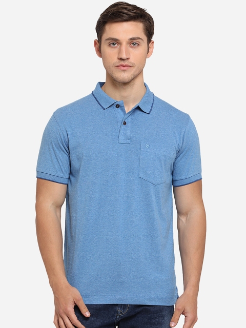 

Greenfibre Men Blue Solid Polo Collar T-shirt