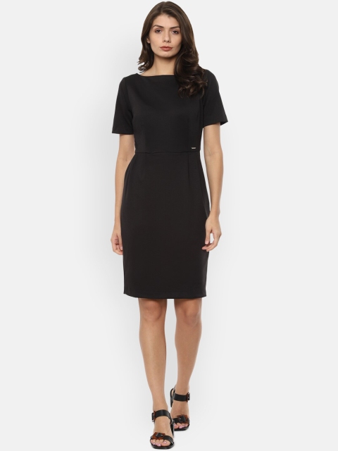 

Van Heusen Woman Women Black Solid Sheath Dress