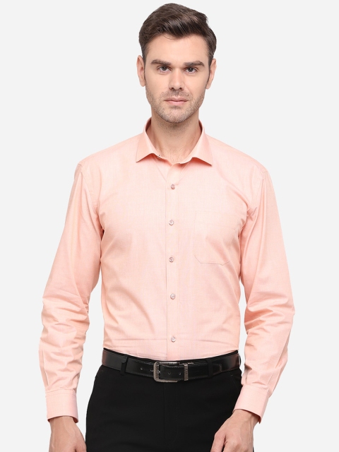 

Greenfibre Men Peach-Coloured Regular Fit Solid Cotton Formal Shirt