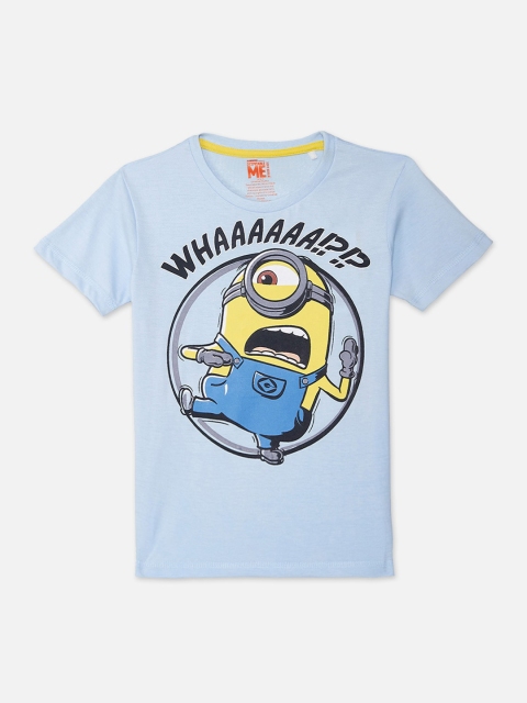 

Kids Ville Boys Blue Printed Round Neck Minions T-shirt