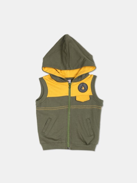 

Donuts Boys Olive Green Colourblocked Cotton Sporty Jacket