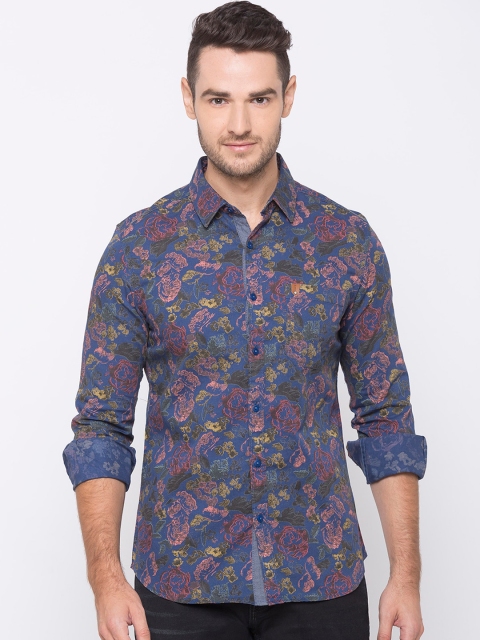 

SPYKAR Men Navy Blue Slim Fit Printed Casual Shirt