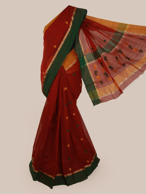 

Pothys Maroon Pure Silk Printed Kanjeevaram Saree