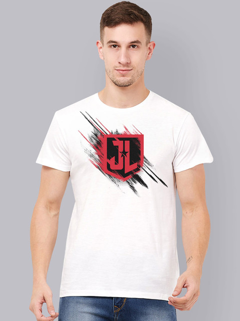 

Free Authority Men White Justice League Printed Round Neck Pure Cotton T-shirt