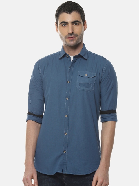 

Campus Sutra Men Blue Regular Fit Solid Casual Shirt