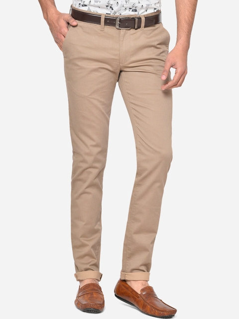 

Greenfibre Men Khaki Slim Fit Self Design Cotton Chinos