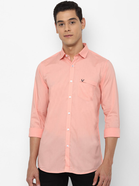 

Allen Solly Men Peach-Coloured Slim Fit Solid Cotton Casual Shirt