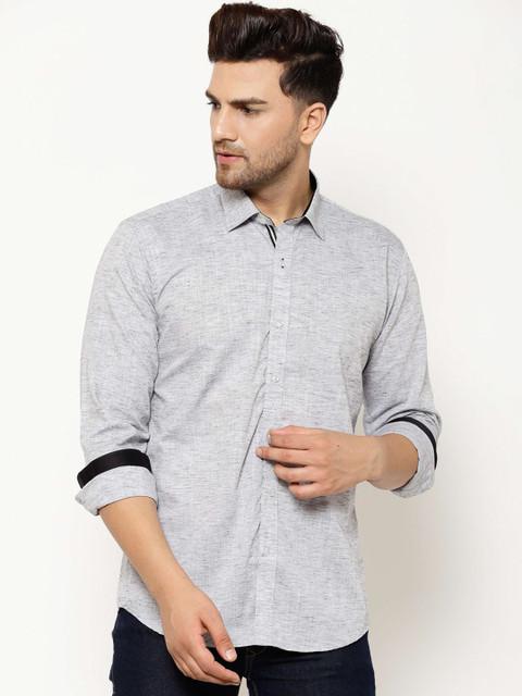 

EPPE Men Grey Slim Fit Self Design Casual Shirt