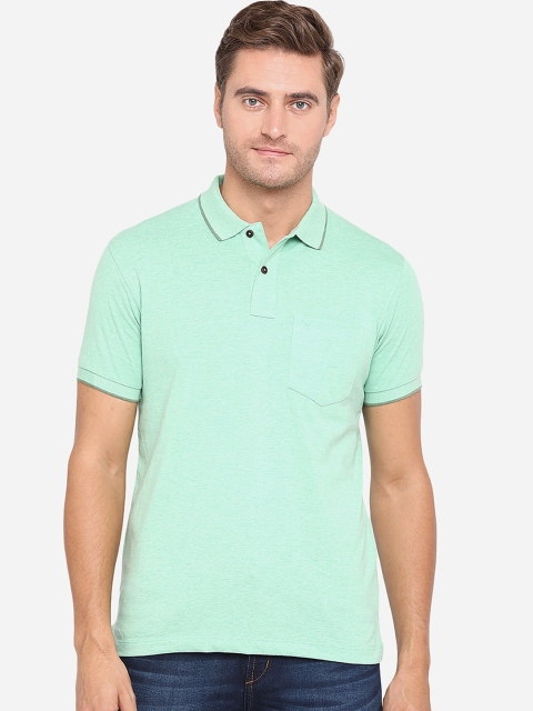 

Greenfibre Men Green Solid Polo Collar T-shirt
