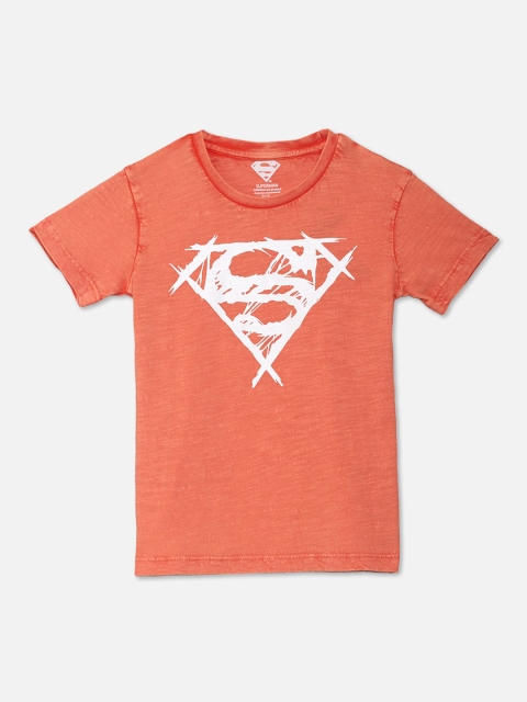 

Kids Ville Boys Peach-Coloured Printed Applique T-shirt