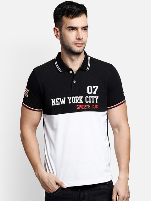 

COBB Men Black Colourblocked Polo Collar T-shirt