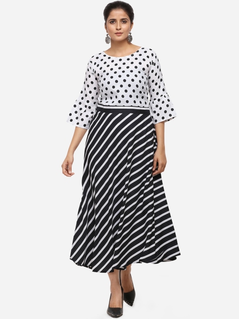 

SAADHVI Women Black Printed Fit and Flare Dress