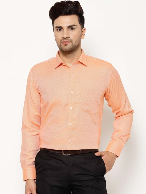 

EPPE Men Orange Slim Fit Self Design Cotton Formal Shirt