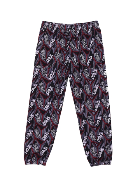 

SWEET ANGEL Boys Black & Red Printed Straight-Fit Joggers