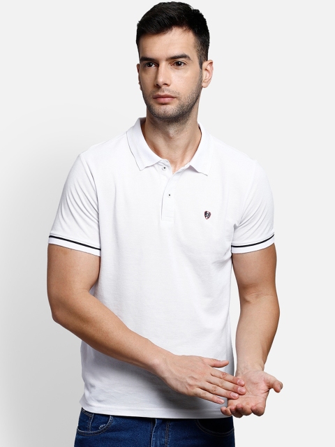 

COBB Men White Solid Polo Collar T-shirt