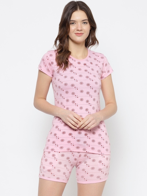 

VIMAL JONNEY Women Pink & Maroon Printed Cotton Blend Night Suit PRT6_PI_LT_F7_02