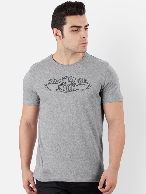 

Free Authority Men Grey Friends Printed Round Neck Pure Cotton T-shirt