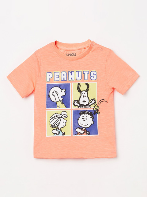

Juniors by Lifestyle Boys Coral Orange Printed Round Neck T-shirt