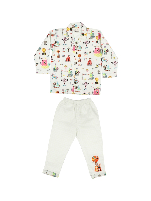 

CASA DE NEE NEE Kids Off-White Printed Cotton Night Suit