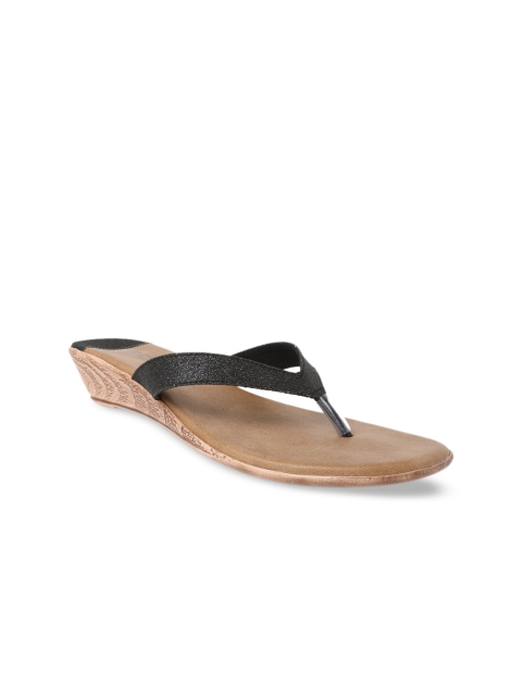 

SOLES Women Black Embellished Wedge Heel Sandals
