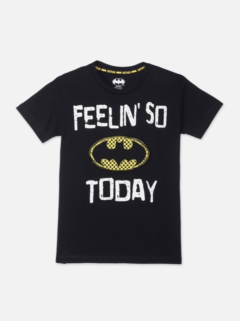 

Kids Ville Boys Black Batman Printed Round Neck T-shirt