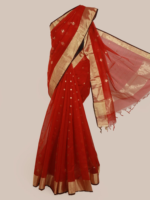 

Pothys Red Pure Silk Woven Design Kanjeevaram Saree